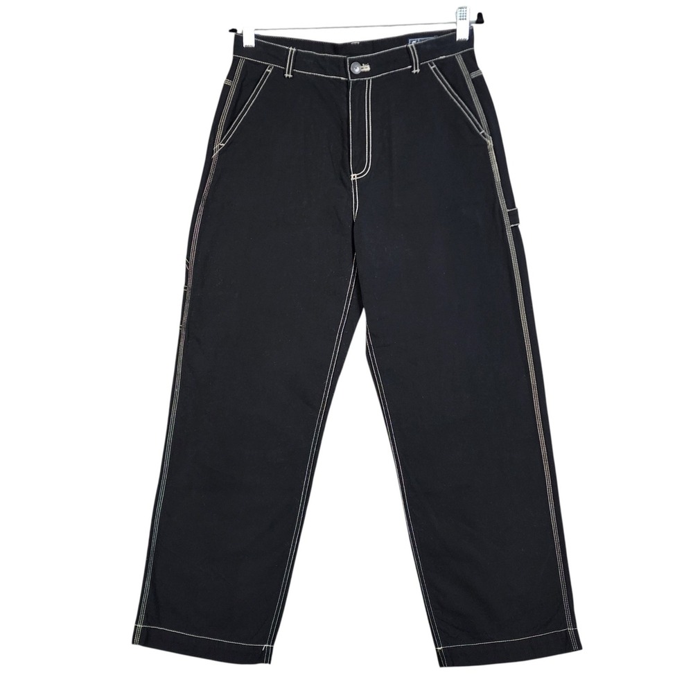 Gap Womens Carpenter Pants Size 8 Black White Contrast Stitch High Rise Cotton - Picture 2 of 14